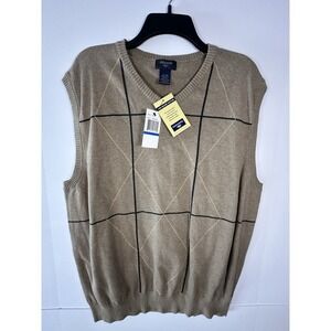 NWT Dockers Argyle Sweater Vest Beige Diamond Knit Academia Size Extra Large